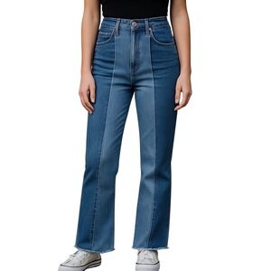 Wrangler‎ Wrock High Rise Kick Flare Two Tone Panelled Jeans Blue 26/28 NEW
